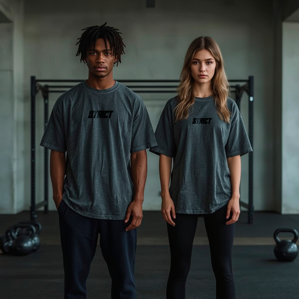 Camiseta Strict Estonada Oversized Chumbo